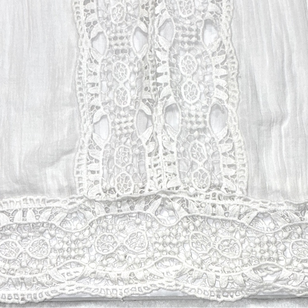 Sigrid Olsen Women’s Swim Cover Up Linen V-Neck Crochet Trim Large gauzy light - Picture 6 of 8